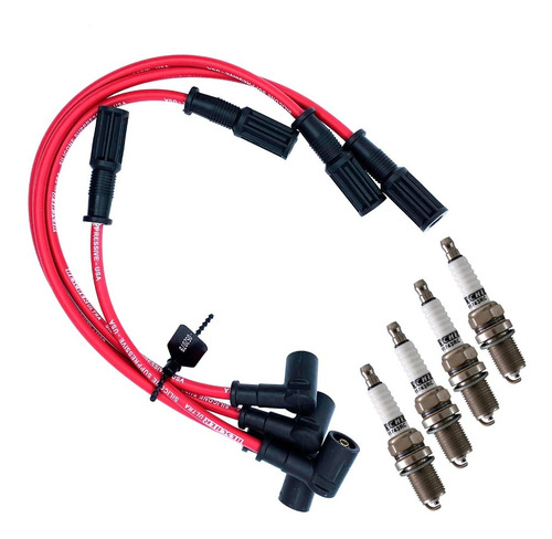 Cables De Bujia + 4 Bujias Hescher Fiat Palio 1.4 8v - Fire