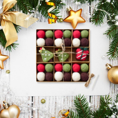 Kit De Guirnalda De Bolas De Fieltro De Navidad Diy