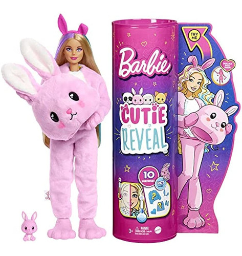 Barbie Doll Cutie Revela Bunny Plush Costume Doll Con 10 Sor