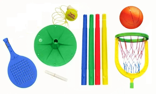 Juego Tenis Orbital + Accesorios De Basquet Niños Jardin