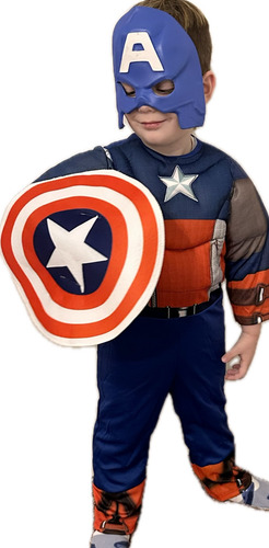 Disfraz Capitán América Musculoso Talle 4 Azul 4