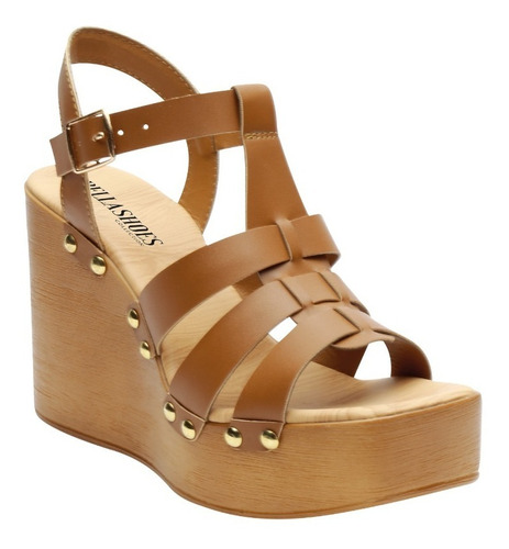 Huarache Plataforma Dama Color Camel Bella Shoes Estilo 2106