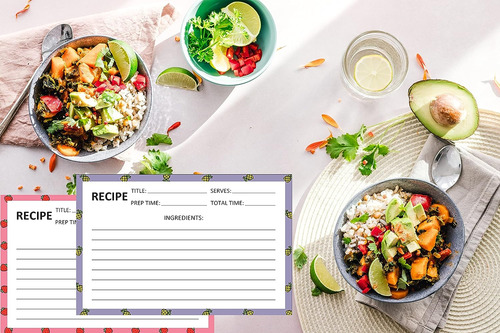 40 Tarjetas De Recetas De 4 X 6 Pulgadas De Doble Cara Grues