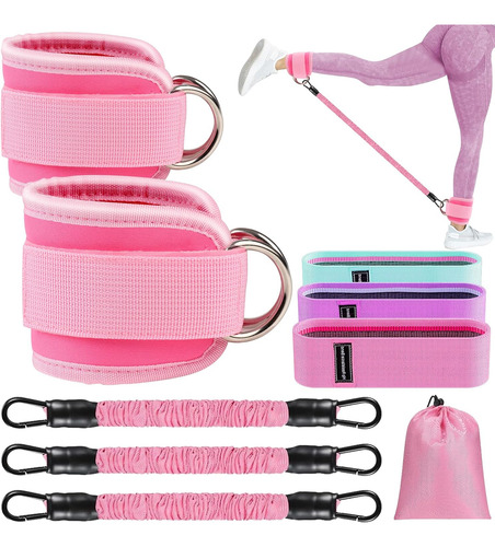 Set De Bandas De Resistencia Sinyway Caucho 9 Piezas Rosa
