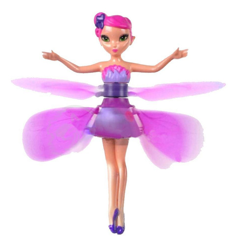 Boneca Princesa Aerocraft Fada Voadora Roxo 19cm Sensor Nº3