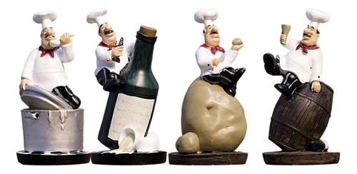 4 X Delicada Chef Figurilla Estatua Modelo Decoración Para