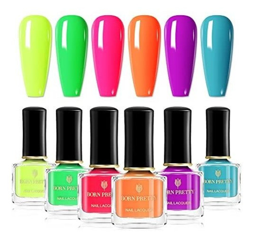 Born Pretty Juego De 6 Esmaltes De Uñas Neón Fluorescentes B