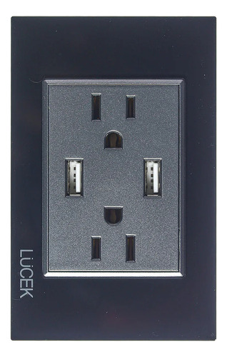Bp25-cnn Placa Con 2 Contactos Y 2 Entradas De Usb Cristal N 15 A 240v Negro