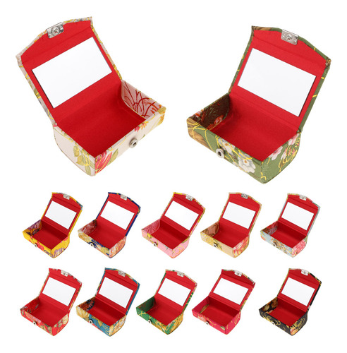 Caja De Lápiz Labial Floral Brocado Con Estuche Con Espejo