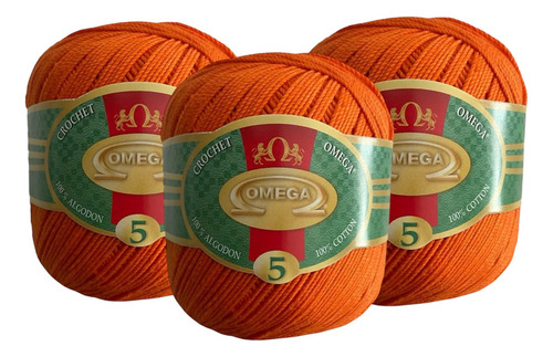 Hilo Crochet Omega No 5. 150 Gramos Color Naranja