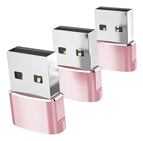 4 Convertidor Rápido De Enchufe Adaptador Tipo.1 A Usb Rosa