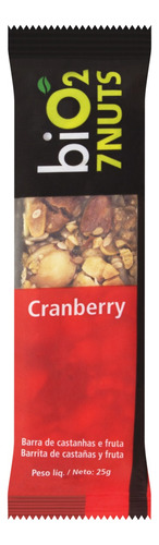 Barra de Nuts Castanha com Cranberry Zero Lactose biO2 7Nuts Pacote 25g