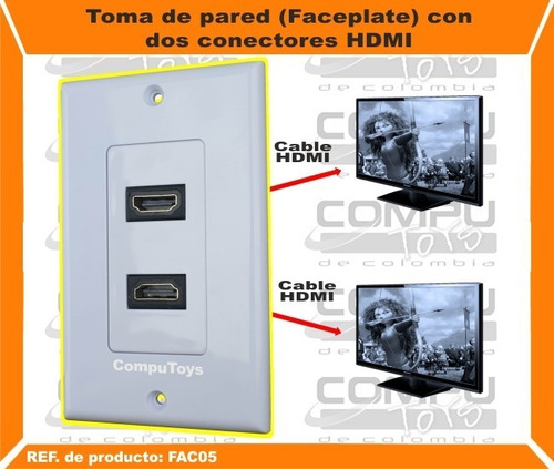 Toma Pared (faceplate) Hd X2 Ref: Fac05 Computoys Sas