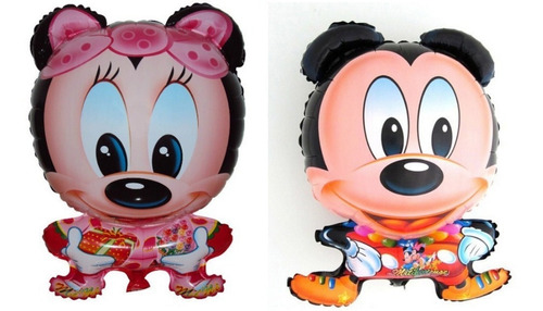 2 Globos Metalizados Mickey O Minnie Cuerpo De 60 Cm