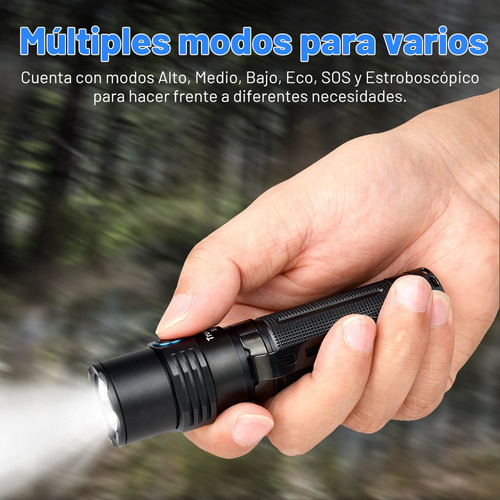Lacasi Mc3 linterna LED recargable con base magnética,linternas potentes 2500 Lúmenes con 5 modes,Alcance máximo de 360m,IP68 Impermeable,Lámpara Táctica para camping,senderismo y emergencias