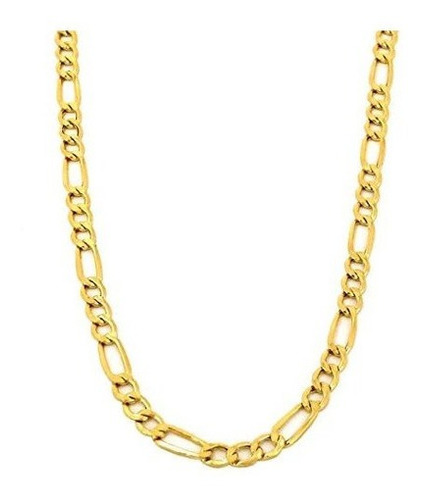 Collar De Cadena De Figaro Hueco De Oro Amarillo Real De 10k