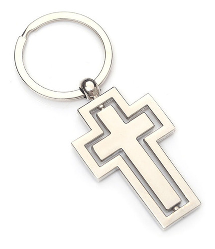 Imagen 8 de 8 de 2pcs Plata Cruz Regalo Llaveros Tema Religión Llavero Titula