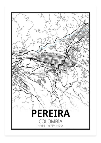 Poster Mapa Ciudad Pereira Diseño Map | A4 21x29.7cm Digital