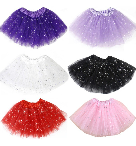 Tutu Con Glitter Brillo Infantil Varios Colores