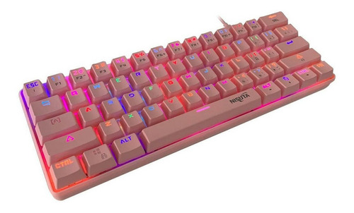 Teclado gamer Nisuta NSKBGZ61 QWERTY Outemu Red español España color rosa con luz RGB