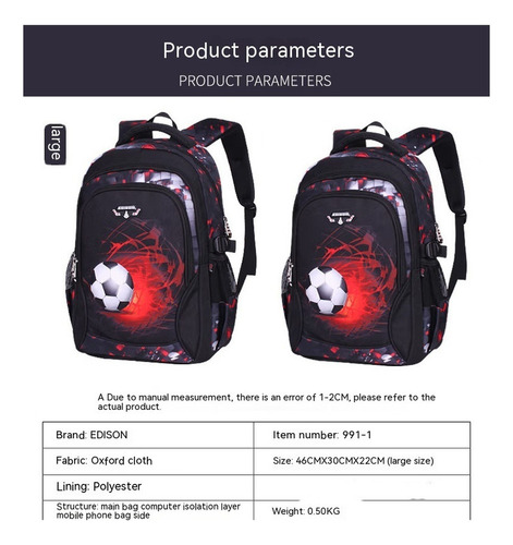 . Mochila De FĂștbol Con MĂșltiples Compartimentos Para