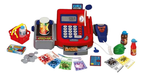 Caja Registradora Spiderman C Luz Sonido Y Micrófono Ditoys Rojo