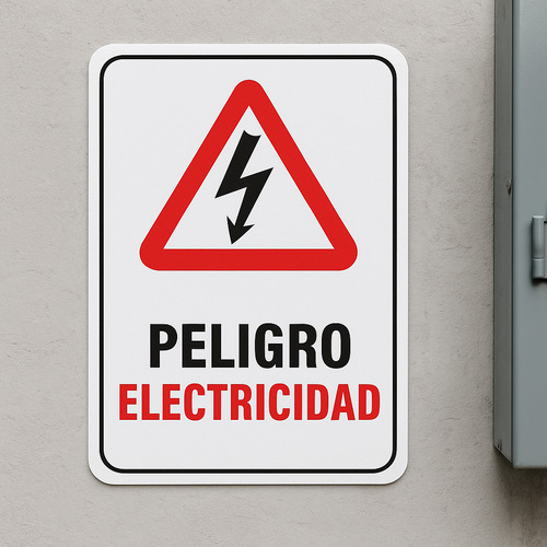 Cartel Peligro Electricidad 20x36 Centimetros Señalización Industrial Hecho En Poliestireno De Alto Impacto Buena Visibilidad Ideal Para Uso En Fabricas Industrias Y Comercios