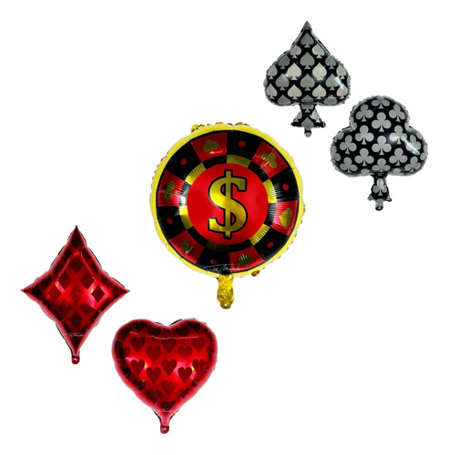 Pack De Globos Casino 5 Uni Decoración Temática Juego Casino