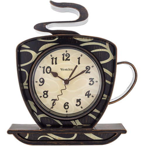 Westclox 32038 Coffee Time Reloj De Pared 3d, Metal