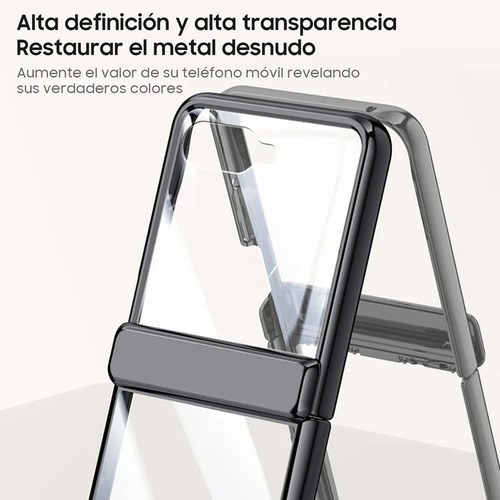 Funda Transparente Bisagra Con Mica Para Moto Razr 50 Ultra Negro