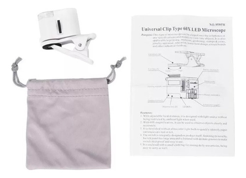 Microscopio For Phone Lens Lupa Led Zoom Clip 60x