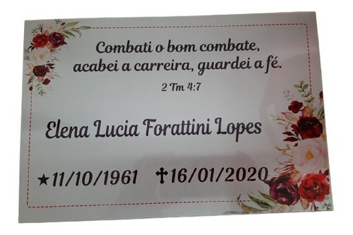 Placa Para Jazigo Túmulo Lápide Homenagem Sergipe Aracaju Se