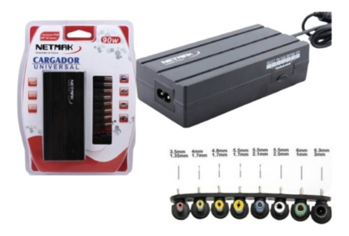 Imagen 4 de 7 de Cargador De Notebook Universal 90w Netmak Nm-1187 Tienda