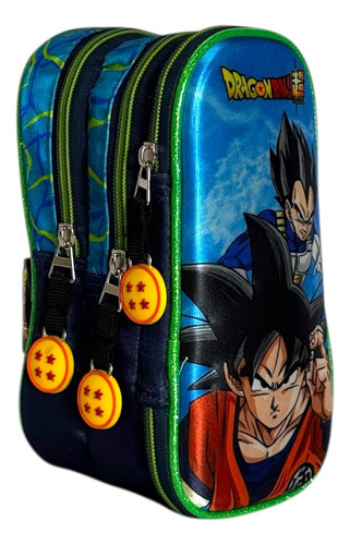 Kit Mochila Dragon Ball Goku Vegeta Lonch Lap Original Prima Azul Azul