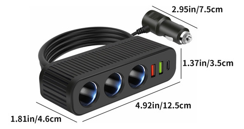 Carregador De Carro Dc Com Um A Três Qc3.0+usb+pd Fast Charg