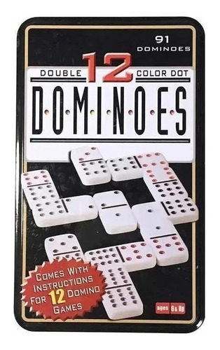 Domino Chancho 12 Juego Dominó Caja Metálica 91 Piezas Color