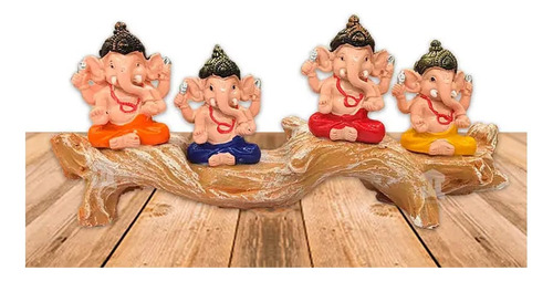 Set Figura Ganesh Poliresina Pedestal Ji2161