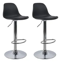 Comprar Set 2 Bancos Altos Bar 360 Giratorios Altura Ajustable Nube Acabado de la estructura Cromado Color Negro