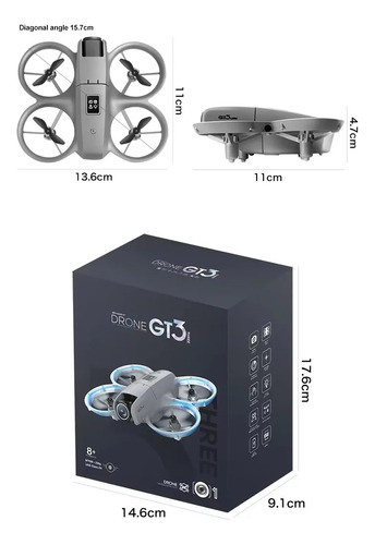 Mini Drone Gt3 Camera 4k Sem Escova E Sensor De Obstáculos Cinza