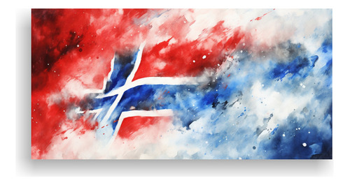 40x20cm Cuadro Decorativo Abstracto De La Bandera Noruega
