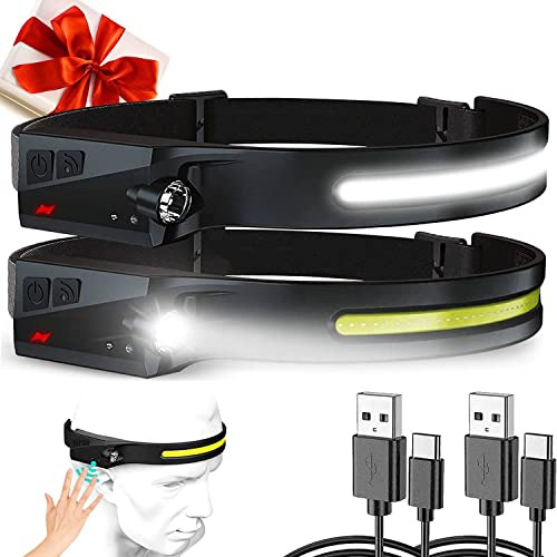 Led Headlamp Rechargeable,2pcs 230° Wide Beam Head Lam...