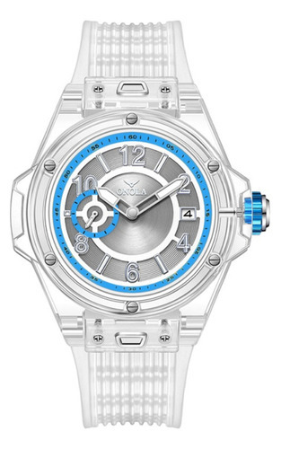 Correa de reloj Onola 3837 Fashion, transparente, impermeable, color blanco/azul