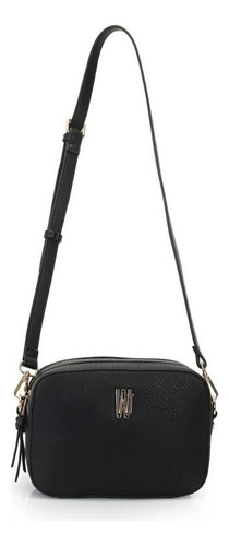 Bolsa Transversal Média Monocolor - Wj Acessórios (046137) Preto Lisa Ouro Preto