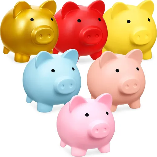 comprar Alcancía En Forma De Cerdito De Plástico De 6 Piezas, Hucha 