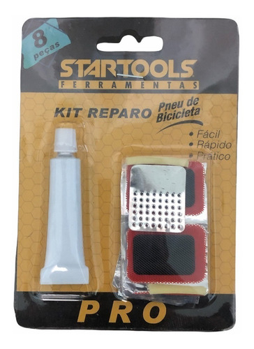 Imagem 1 de 3 de Kit Reparo Furo Pneu Bicicleta Emergência Cola Remendo Pro