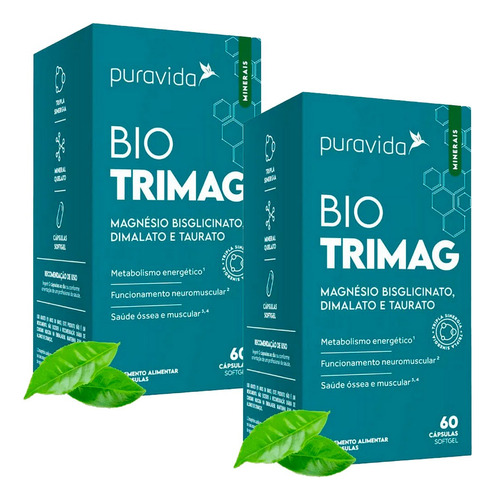 Bio Trimag Puravida - Tripla Sinergia - Kit 2x 60 Caps Cada Sabor Sem Sabor