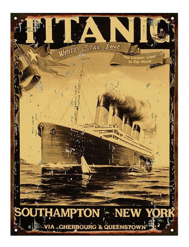 Cartel De Chapa Vintage Publicidad Antigua Titanic M614
