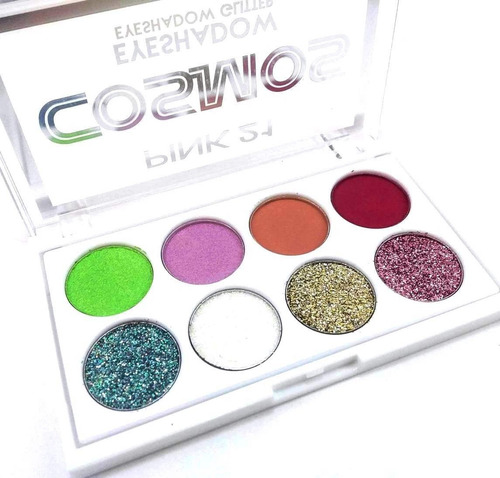 Imagen 4 de 10 de Paleta Sombras Compactas De Ojos + Glitter Cosmos De Pink 21