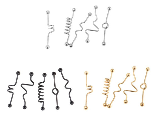 2x 5 Piezas Industrial Barbell 14g 48mm Espiral Círculo