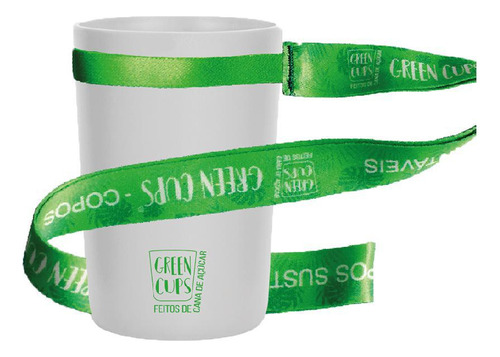 Copo Eco Branco Com Cordão Green Cups 200 Ml